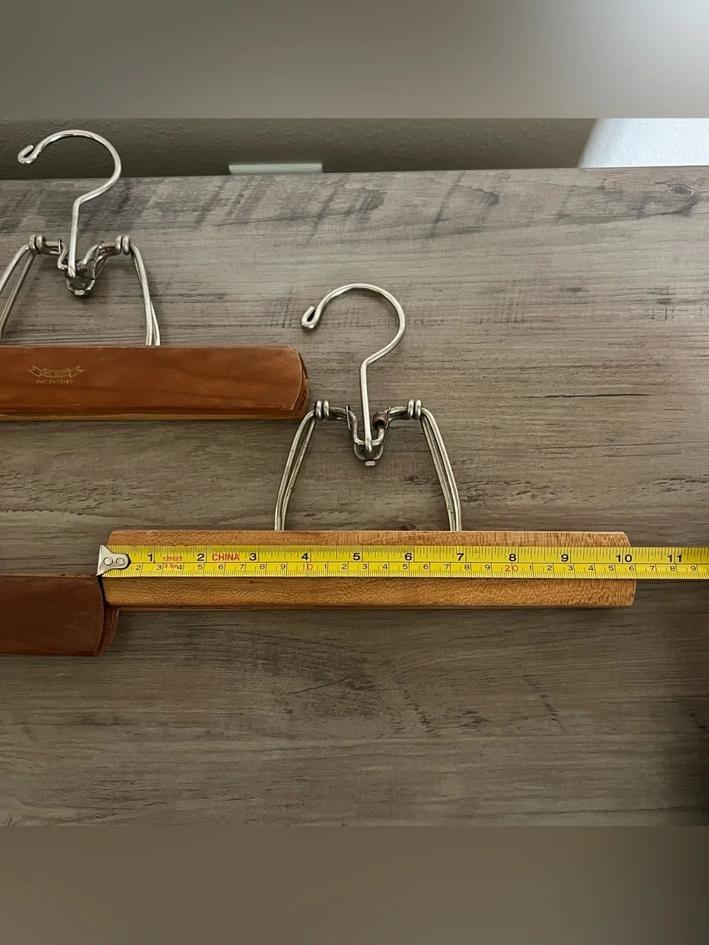 Vintage Setwell & The Scot Wood Hangers Mixed Lot Of 7 Clamp Pants Skirt Patent